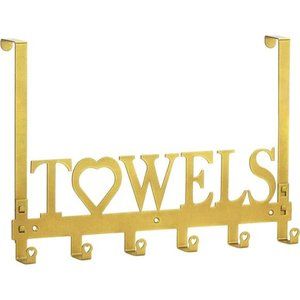 Over The Door Towel Rack Metal Bath Towel Holder Hanger Bathroom Bedroom Gold